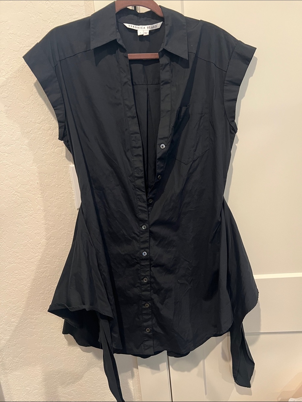 Veronica Beard Black Tie-Waist Shirt dress - Picture 3 of 3